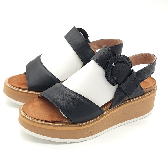 NAOT Crepe Black Soft Leather Platform Chunky Sandal Women's Size 7 - Picture 3 of 12